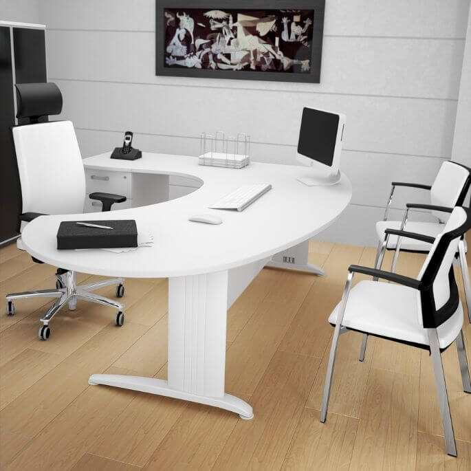 Fauteuil de direction avec assise blanche en cuir